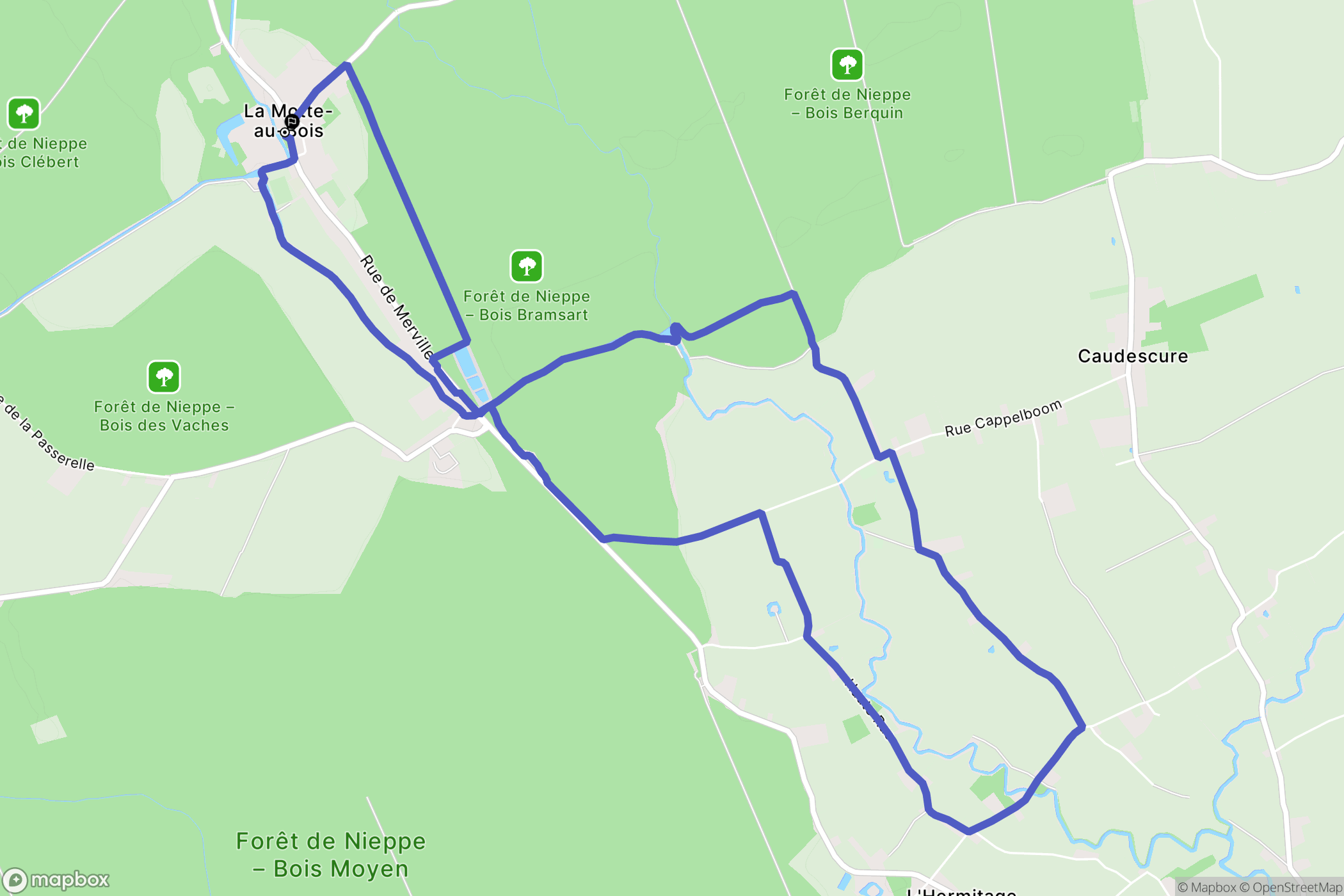 Morbecque : carte du parcours de randonnée - France