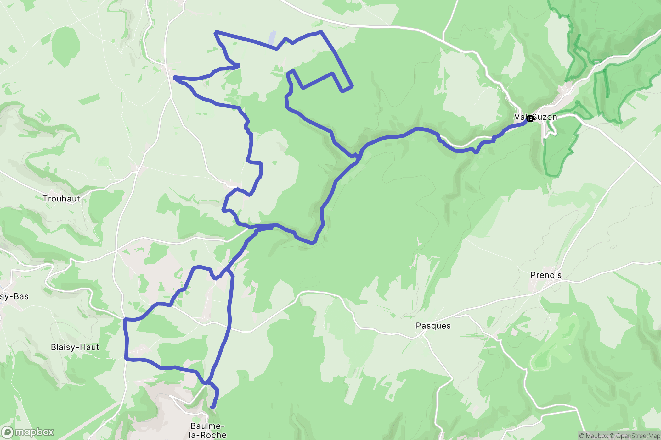 Val-Suzon : carte du parcours de randonnée - France