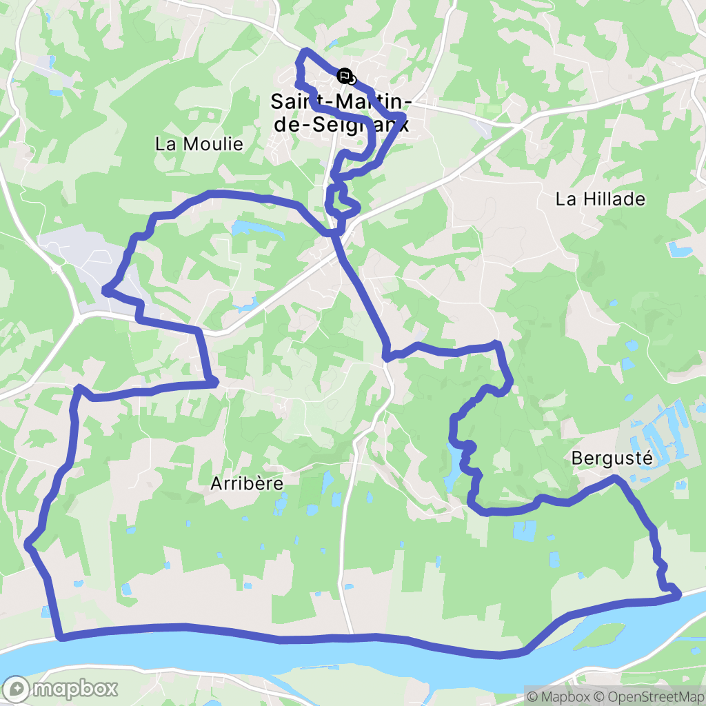Saint-Martin-de-Seignanx : carte du parcours de randonnée - France