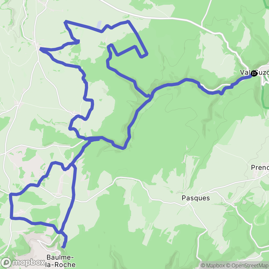 Val-Suzon : carte du parcours de randonnée - France