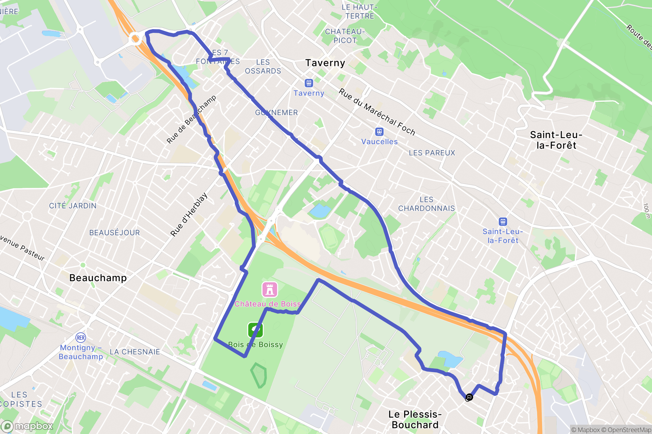 Le Plessis-Bouchard : carte du parcours de randonnée - France