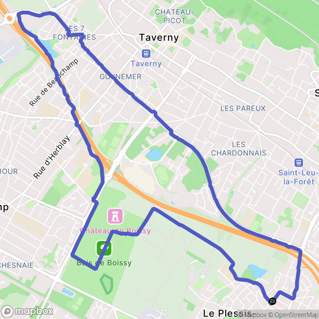 Le Plessis-Bouchard : carte du parcours de randonnée - France