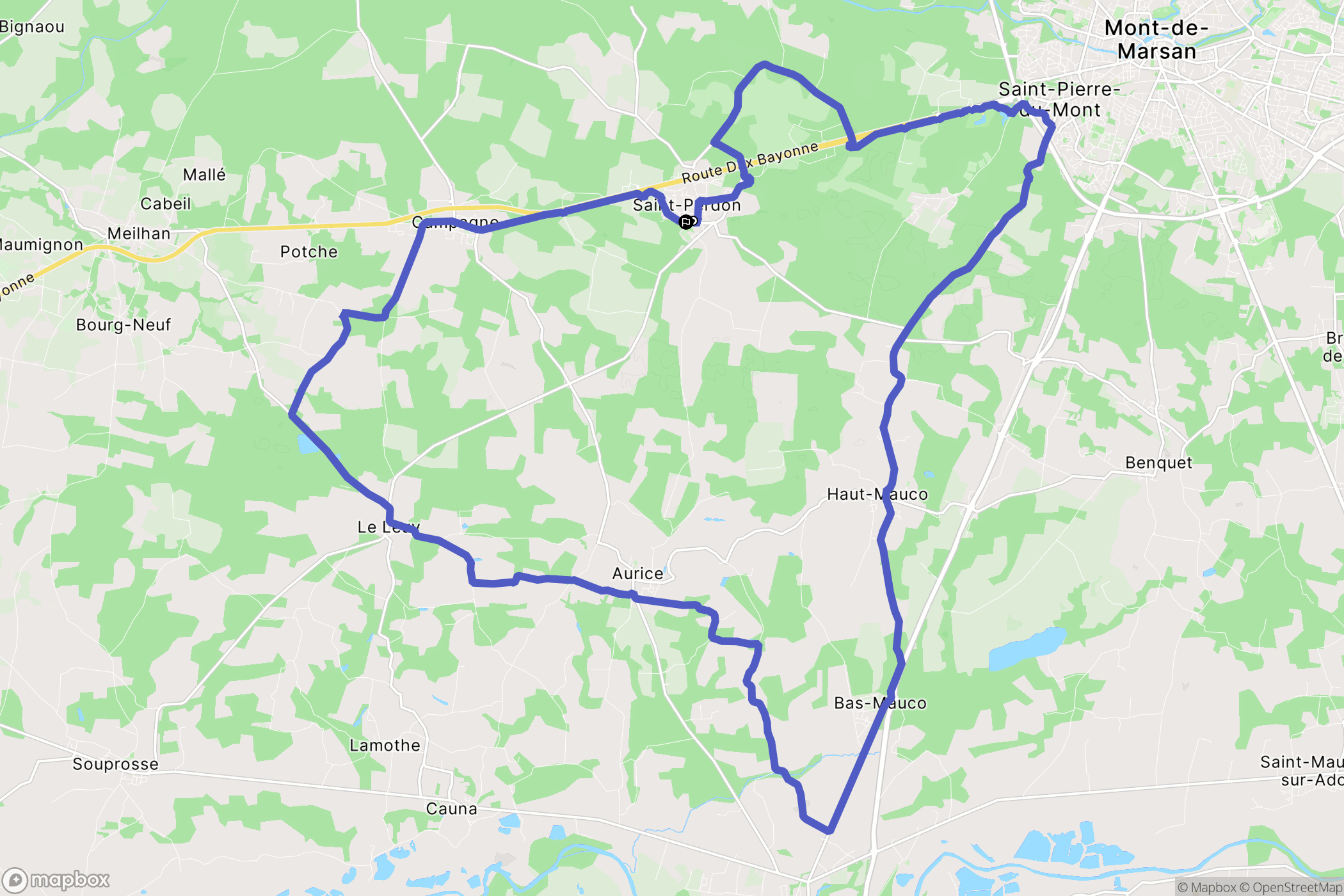 Saint-Perdon : carte du parcours de randonnée - France