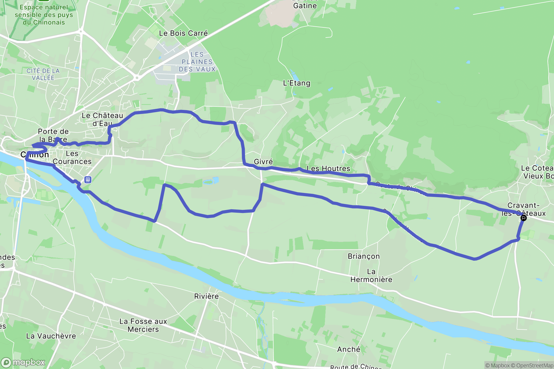 Cravant-les-Côteaux : carte du parcours de randonnée - France
