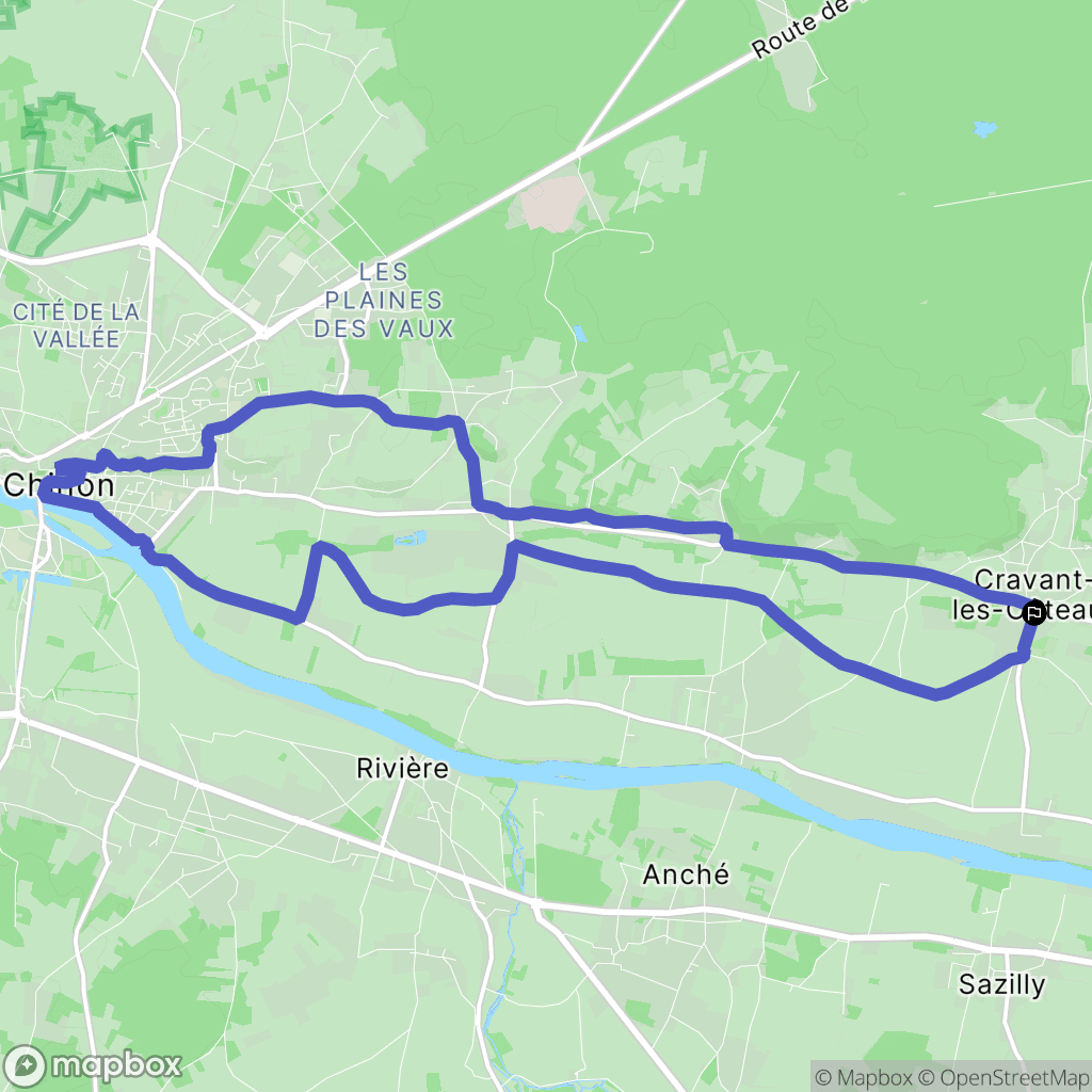 Cravant-les-Côteaux : carte du parcours de randonnée - France
