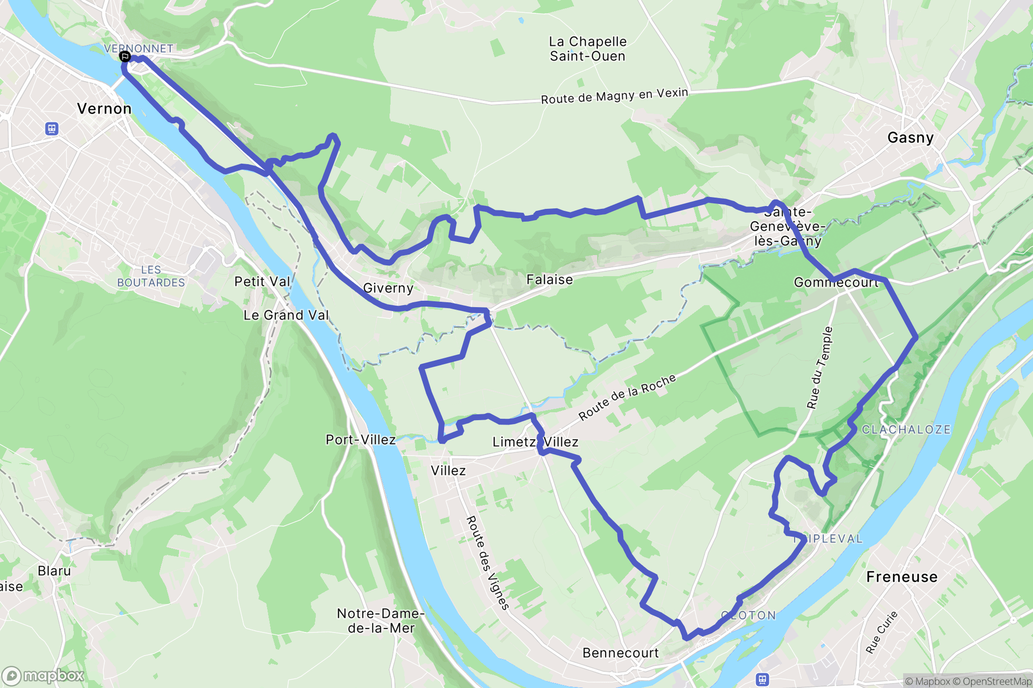Vernon : carte du parcours de randonnée - France