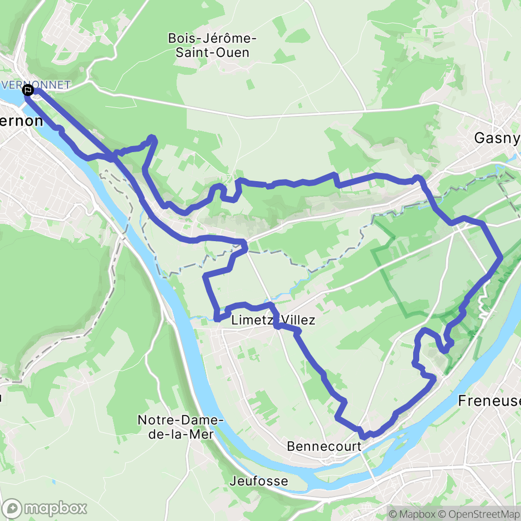 Vernon : carte du parcours de randonnée - France