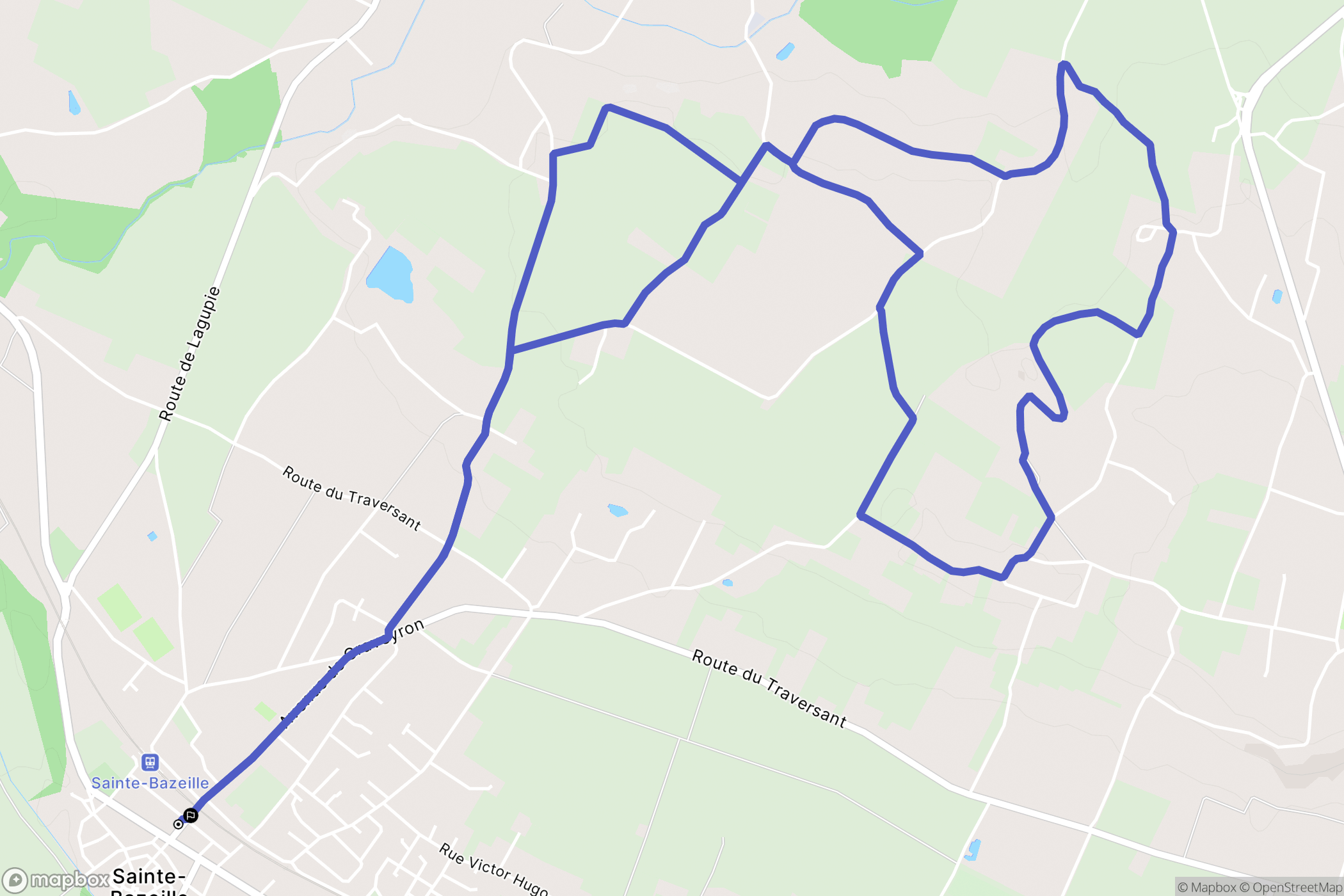 Sainte-Bazeille : carte du parcours de randonnée - France