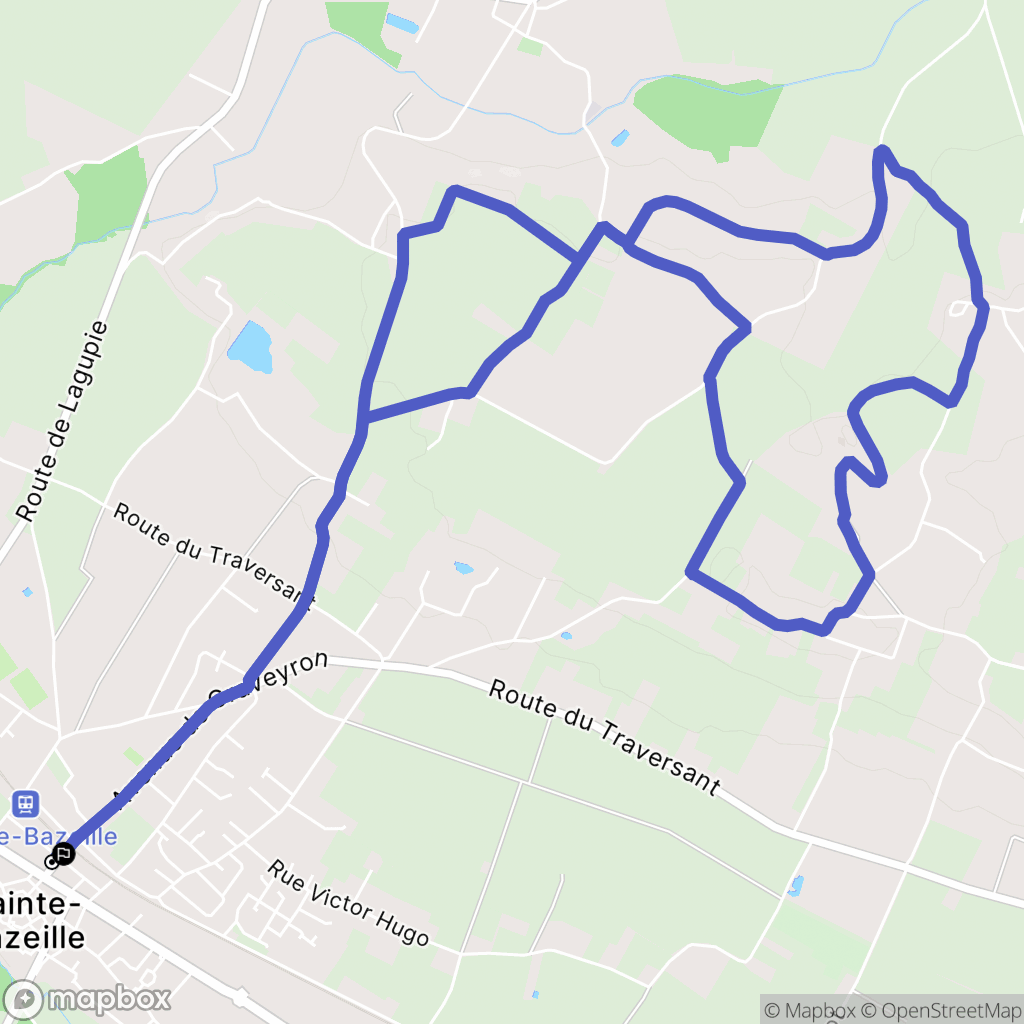 Sainte-Bazeille : carte du parcours de randonnée - France