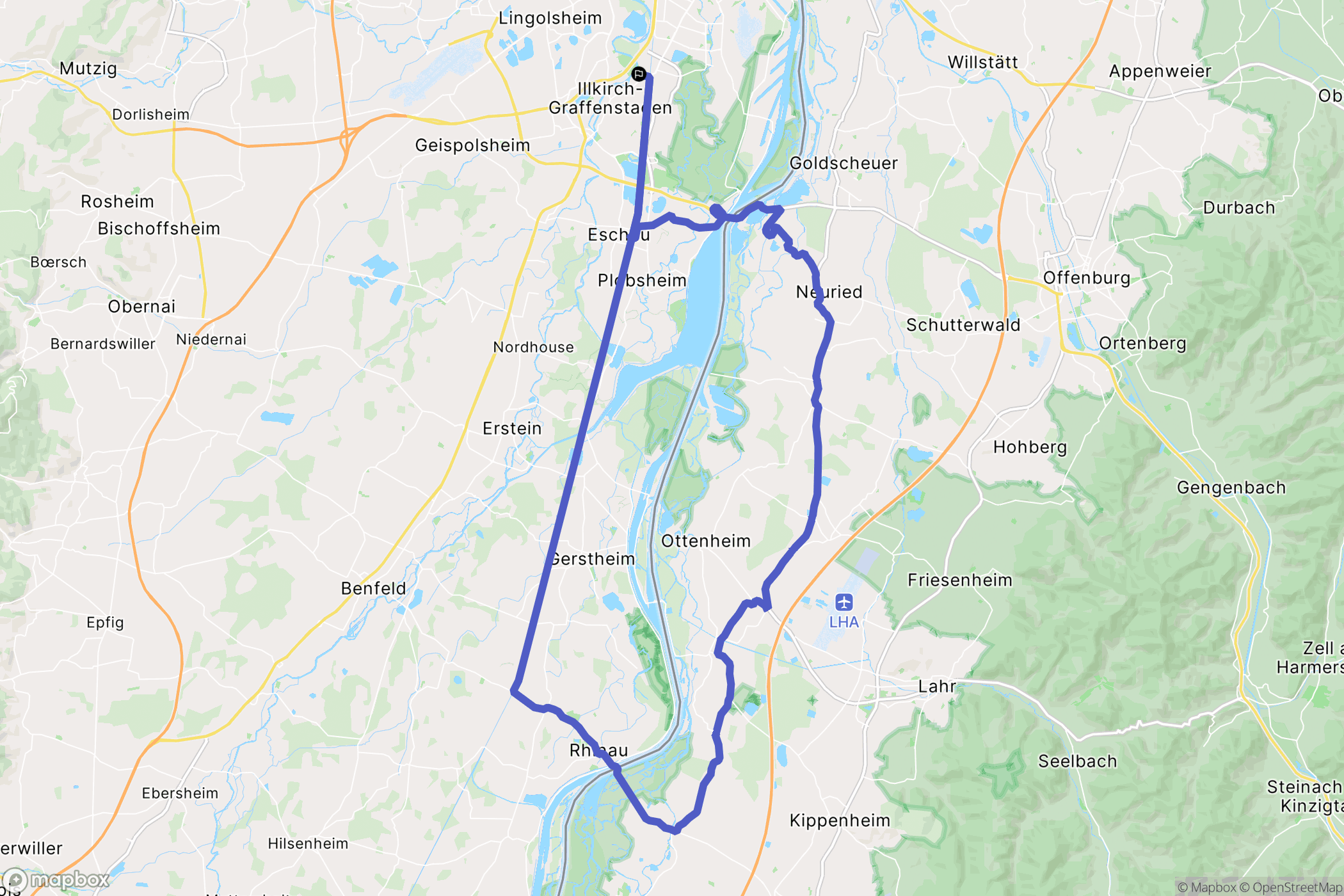 Illkirch-Graffenstaden : carte du parcours de randonnée - France
