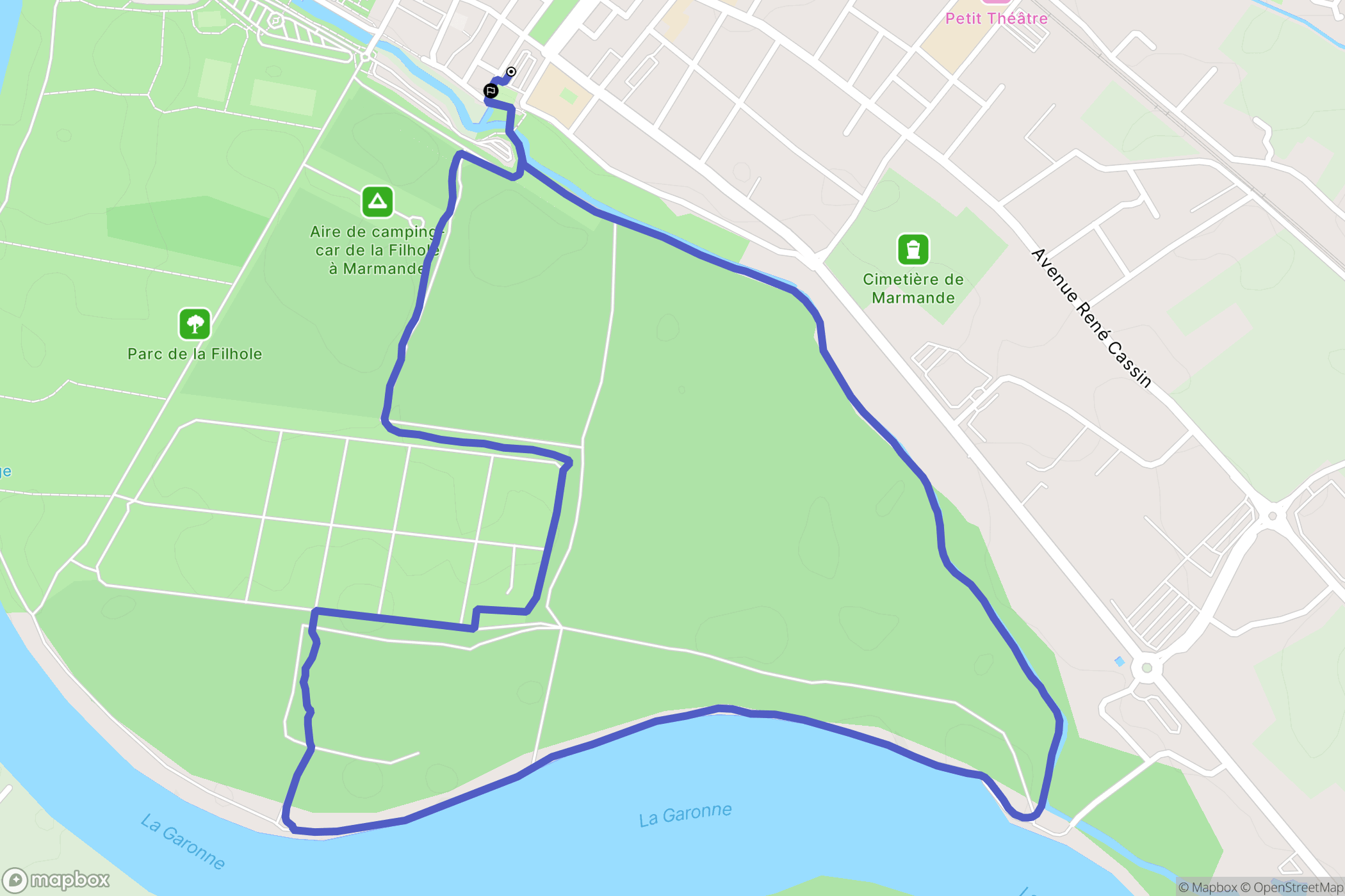 Marmande : carte du parcours de randonnée - France