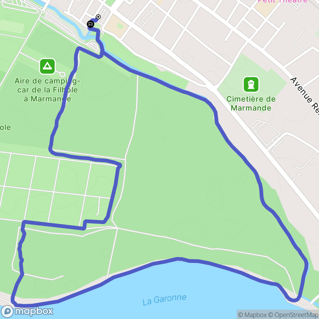 Marmande : carte du parcours de randonnée - France