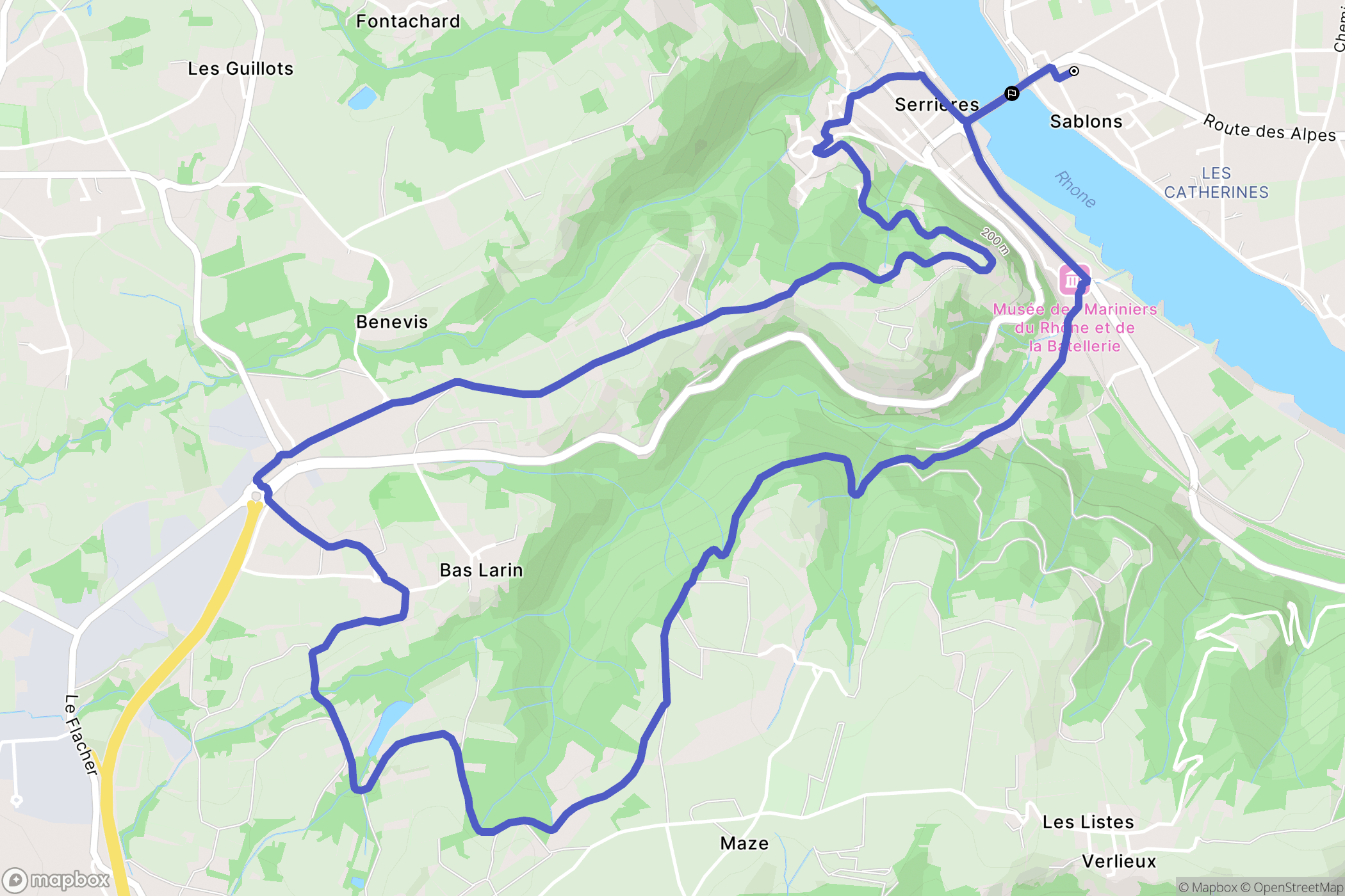 Sablons : carte du parcours de randonnée - France