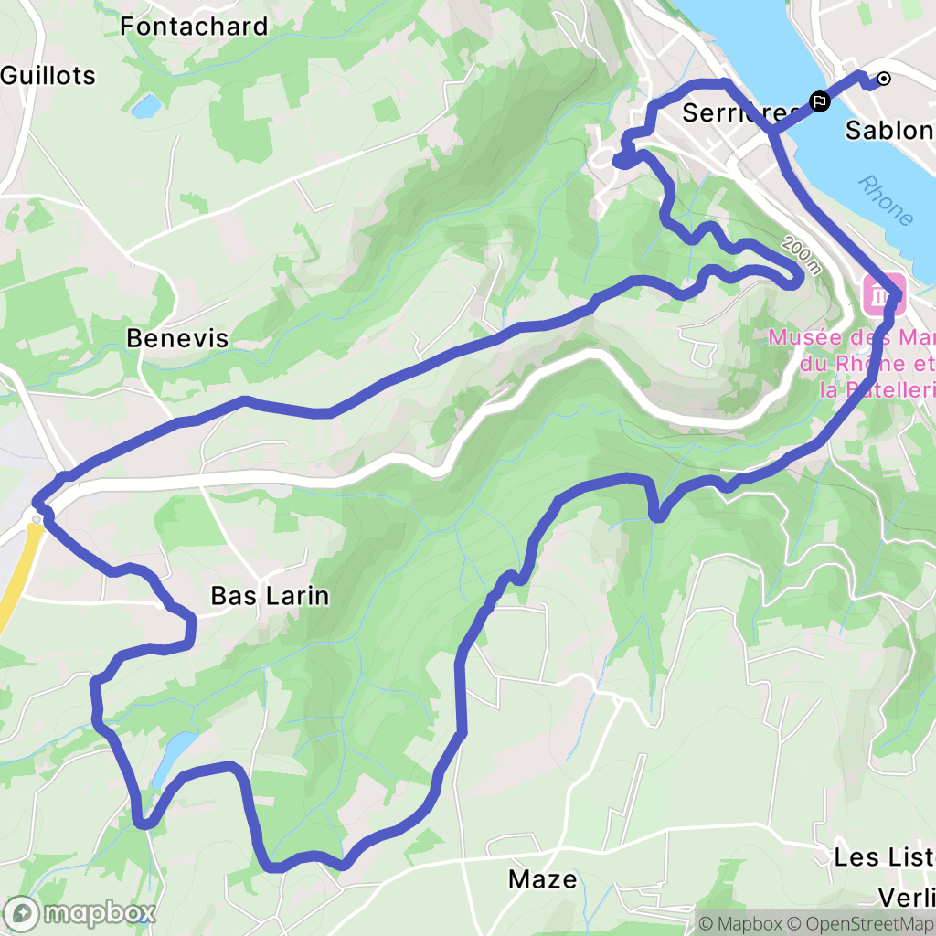Sablons : carte du parcours de randonnée - France