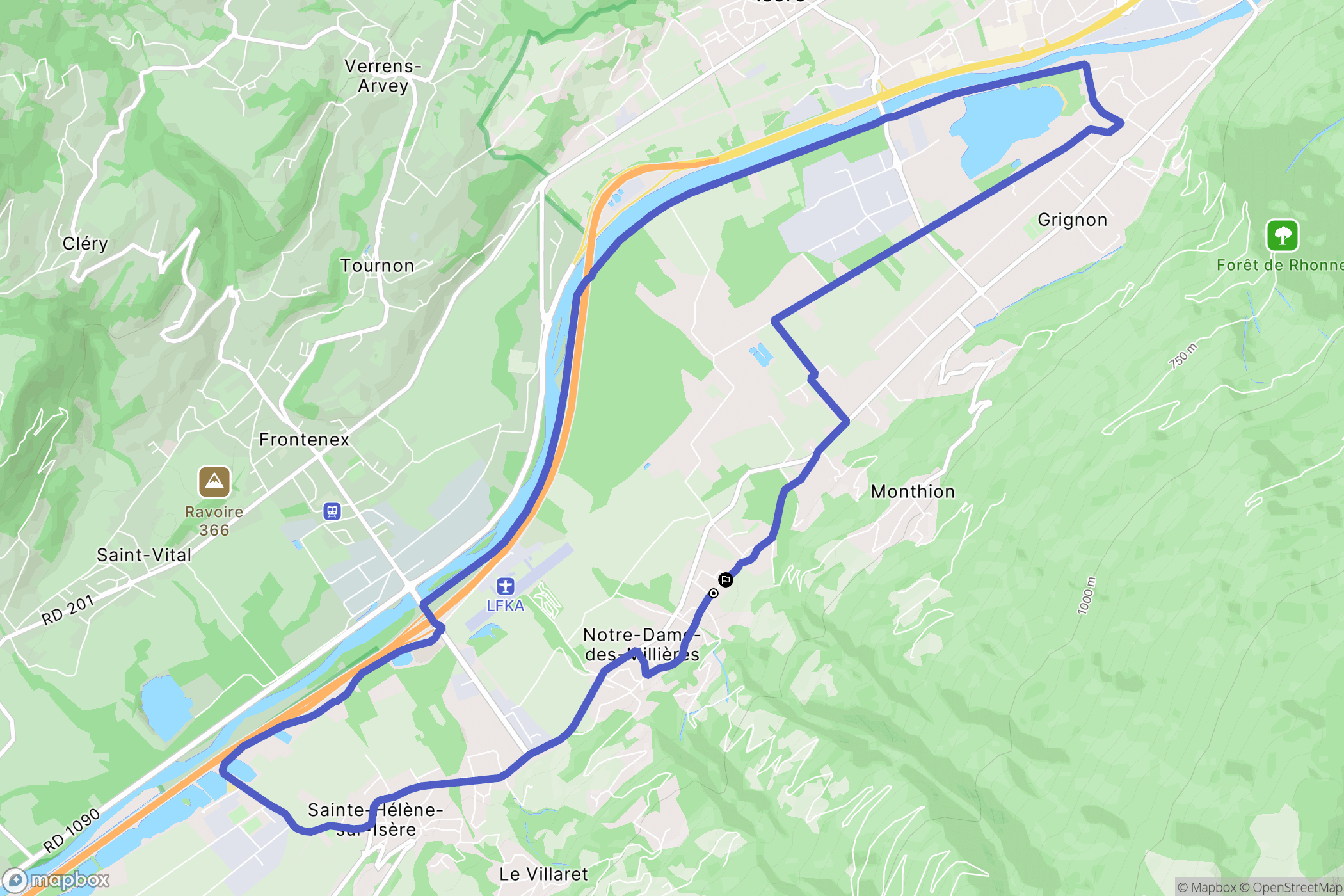 Notre-Dame-des-Millières : carte du parcours de randonnée - France