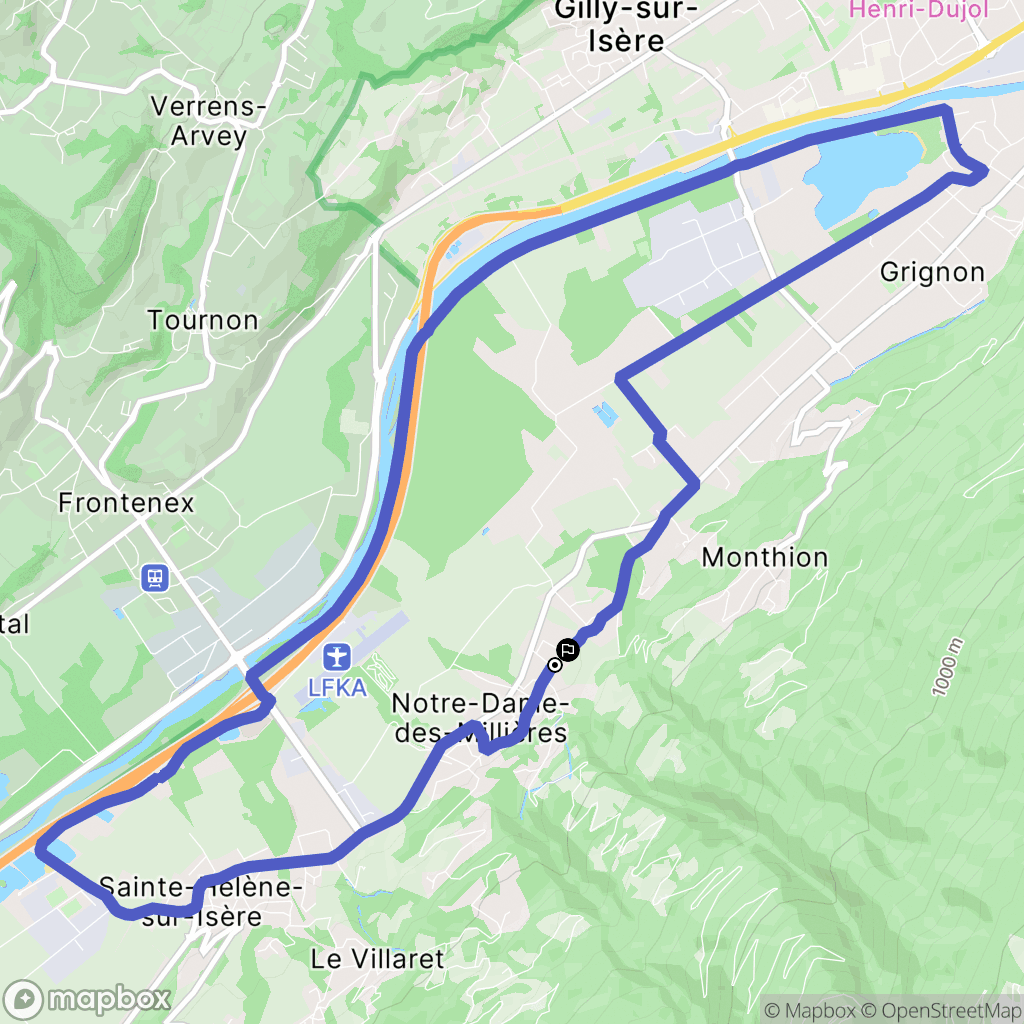 Notre-Dame-des-Millières : carte du parcours de randonnée - France