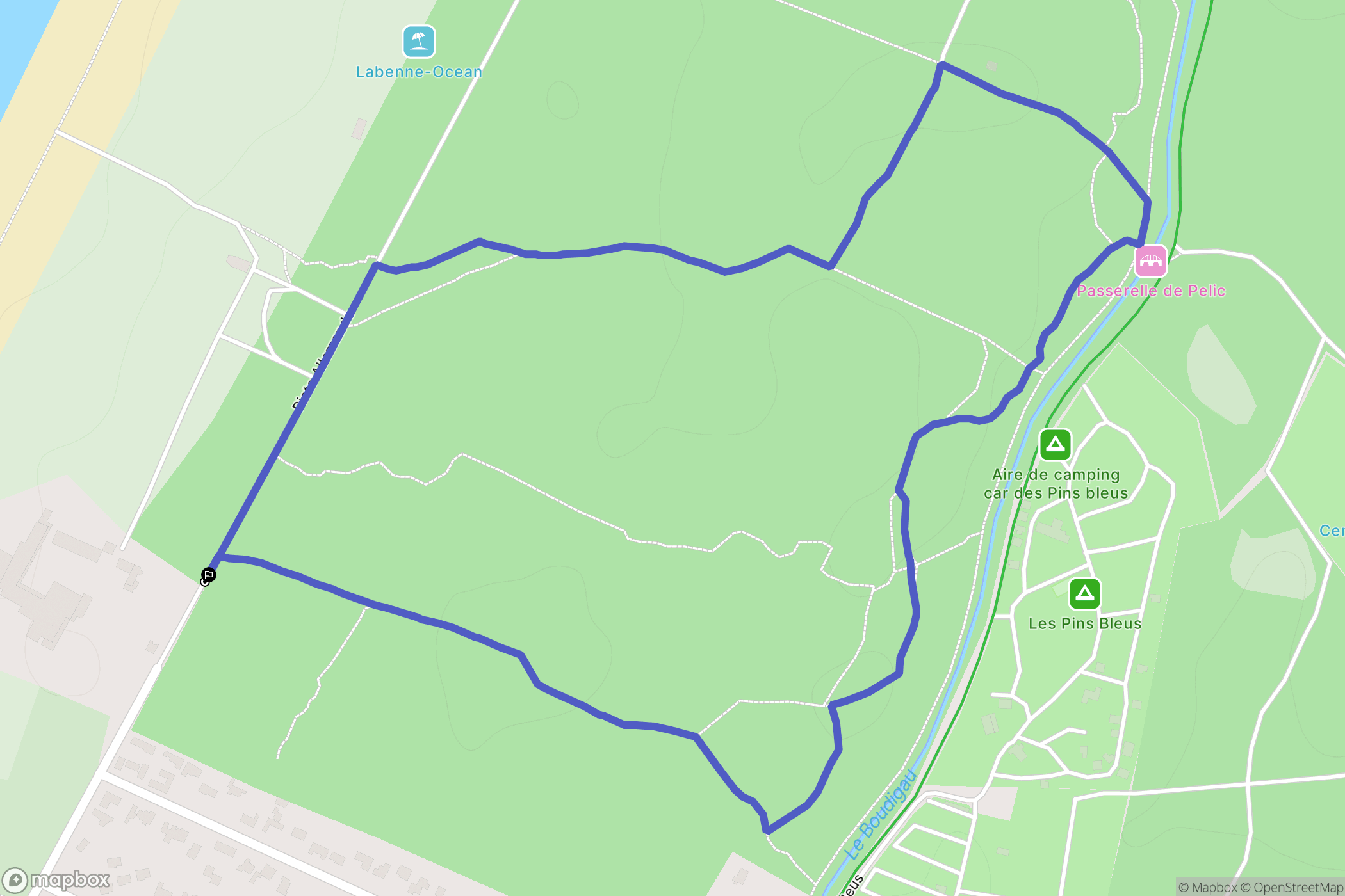 Labenne : carte du parcours de randonnée - France
