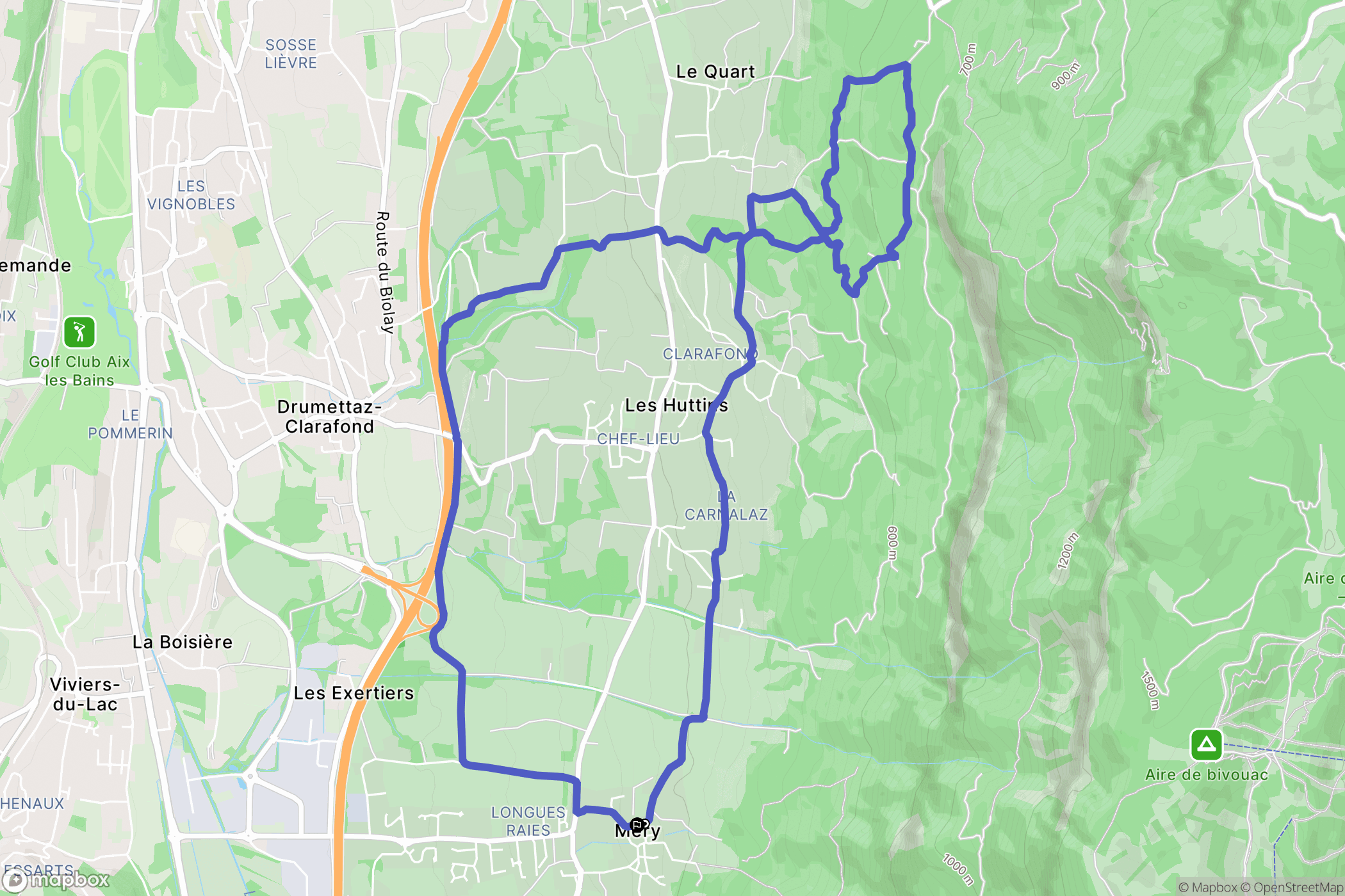 Mery : carte du parcours de randonnée - France
