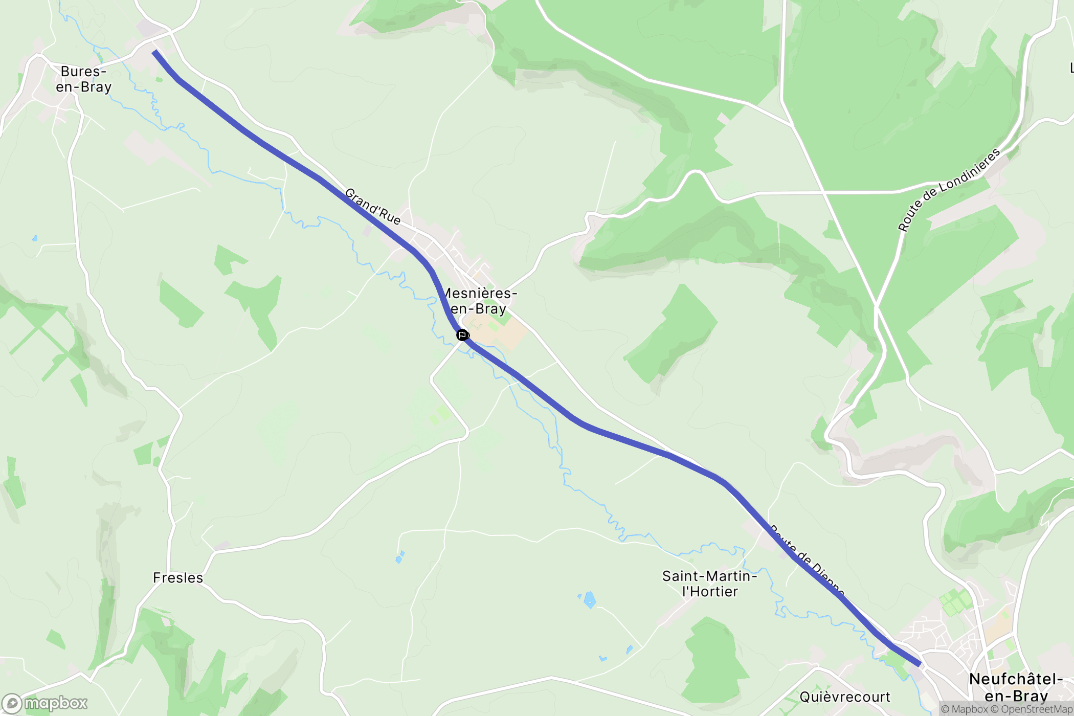 Mesnières-en-Bray : carte du parcours de randonnée - France