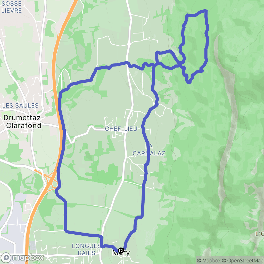 Mery : carte du parcours de randonnée - France