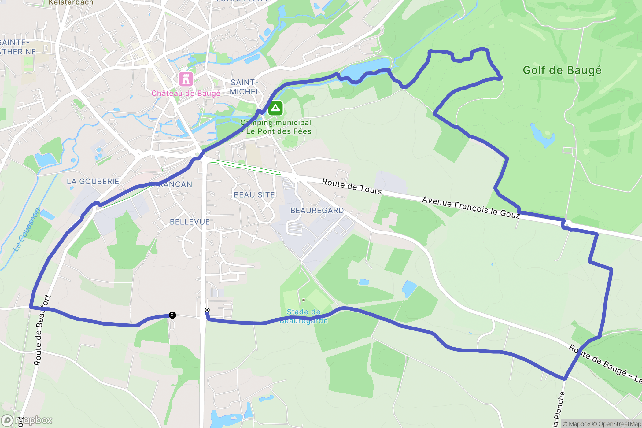 Baugé en Anjou : carte du parcours de randonnée - France