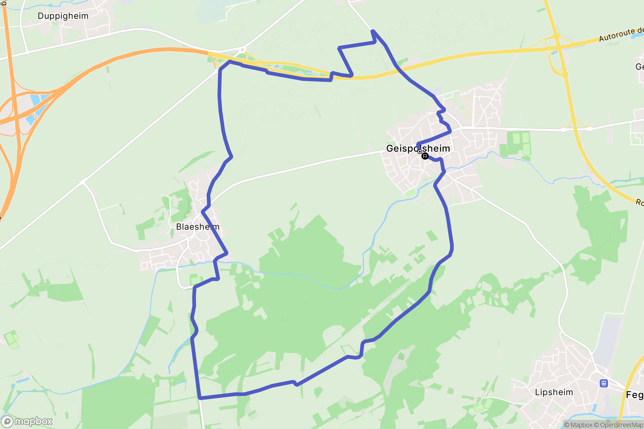 Geispolsheim : carte du parcours de randonnée - France