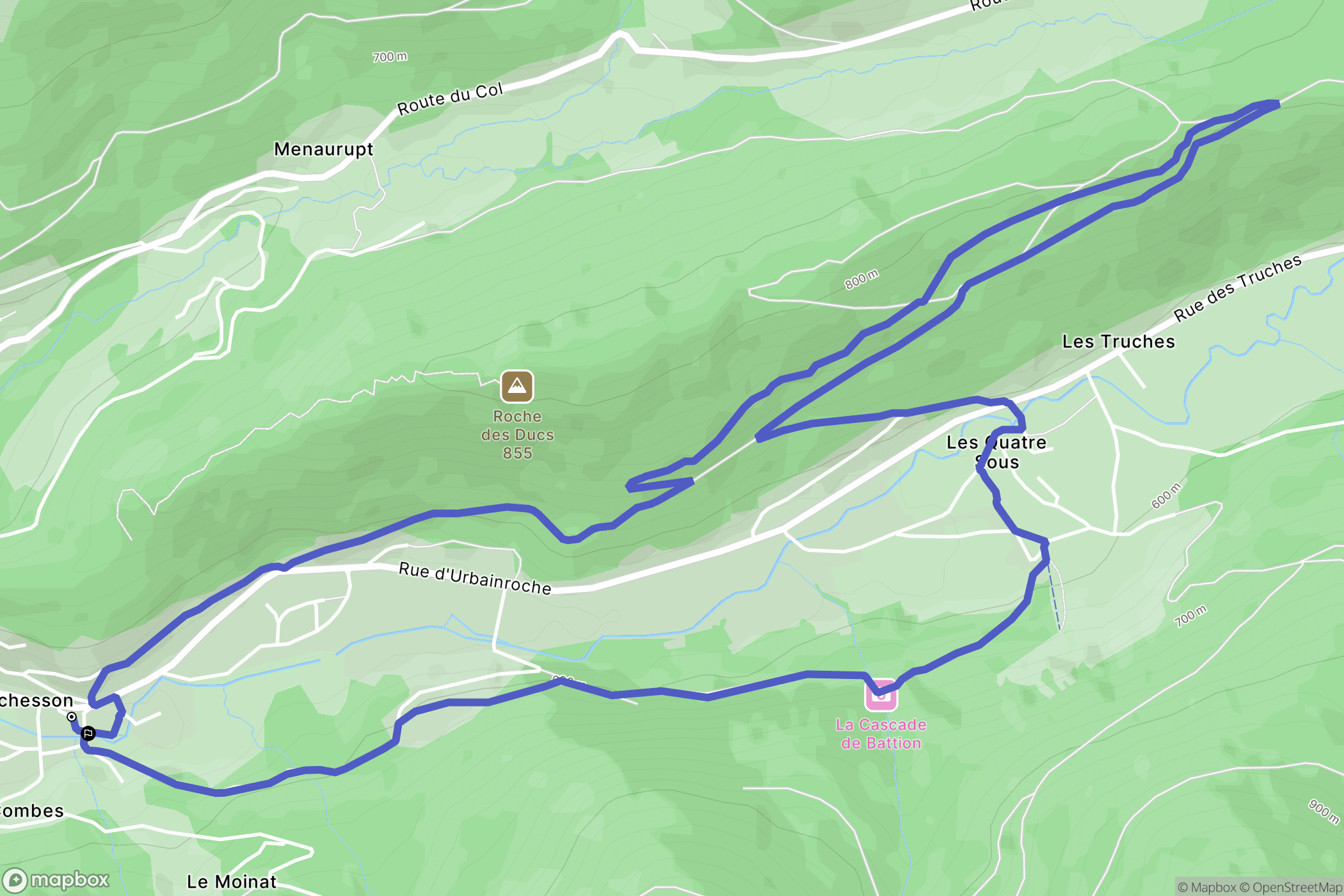Rochesson : carte du parcours de randonnée - France