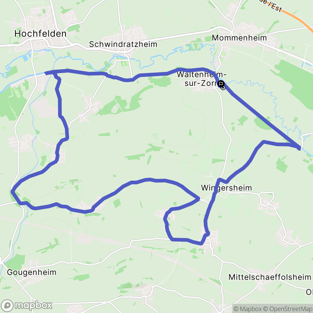 Waltenheim-sur-Zorn : carte du parcours de randonnée - France
