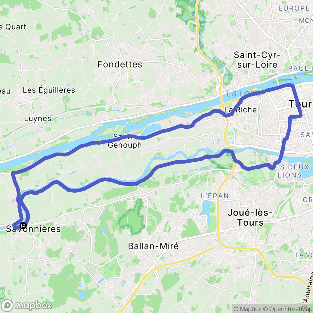 Savonnières : carte du parcours de randonnée - France