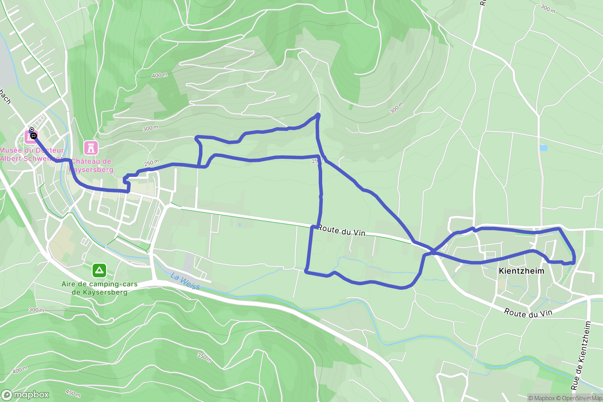 Kaysersberg : carte du parcours de randonnée - France