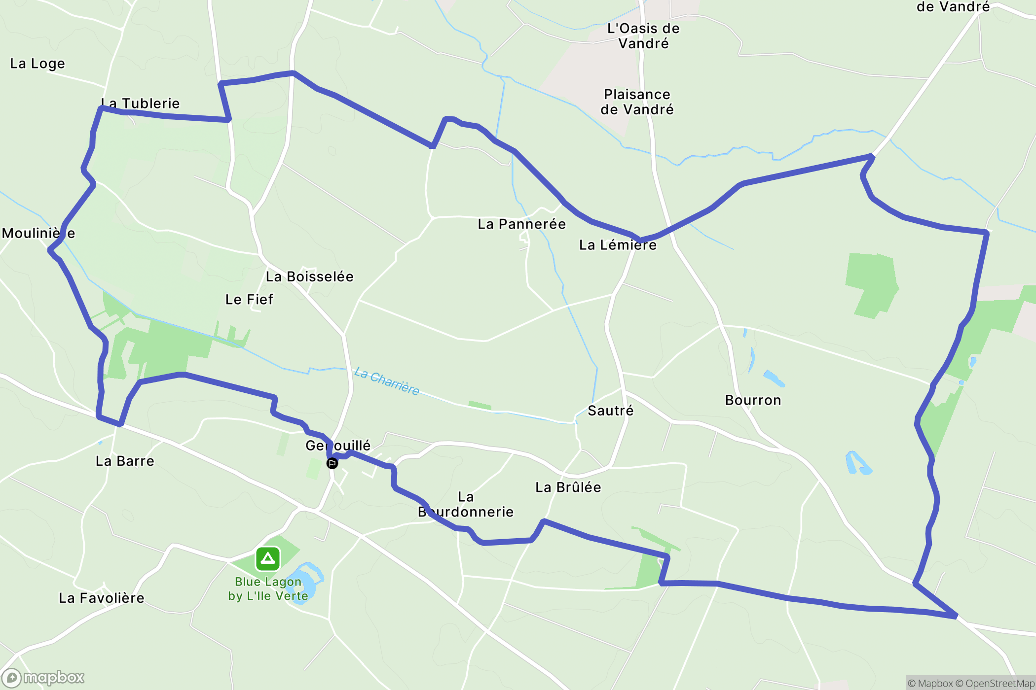 Genouillé : carte du parcours de randonnée - France