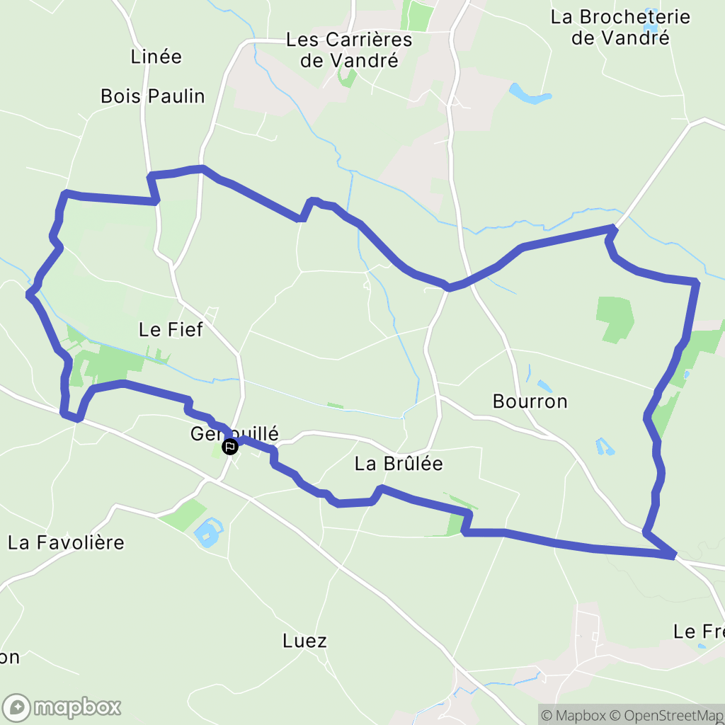 Genouillé : carte du parcours de randonnée - France