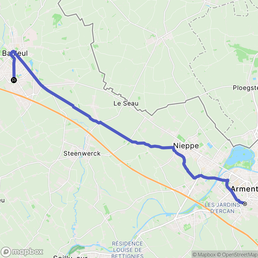 Armentières : carte du parcours de randonnée - France