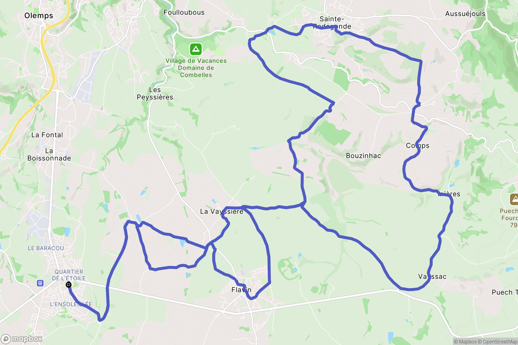 Luc-la-Primaube : carte du parcours de randonnée - France