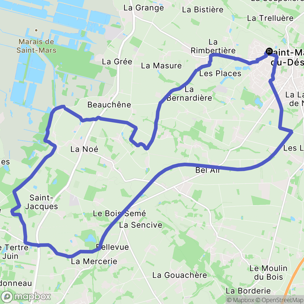 Saint-Mars-du-Désert : carte du parcours de randonnée - France