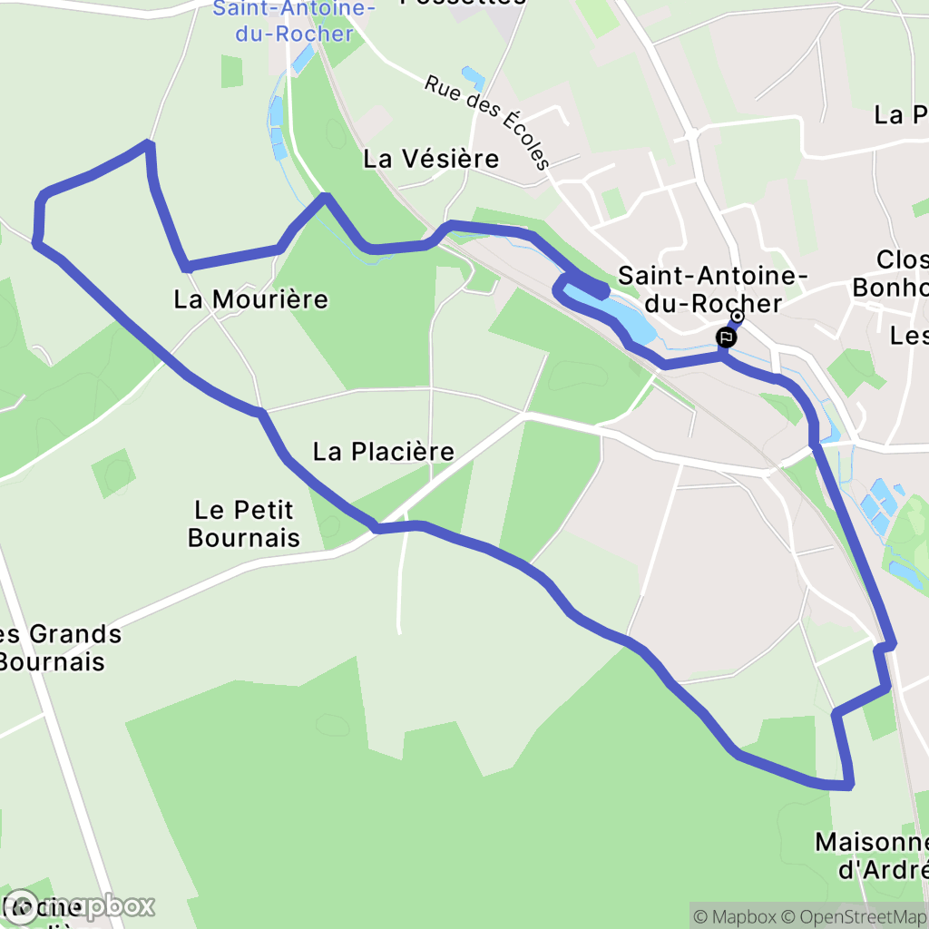Saint-Antoine-du-Rocher : carte du parcours de randonnée - France