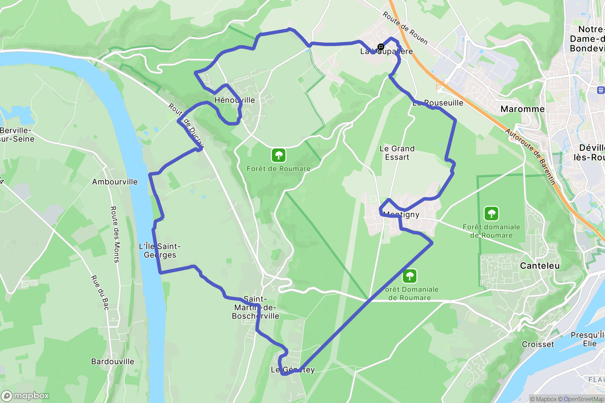 La Vaupalière : carte du parcours de randonnée - France