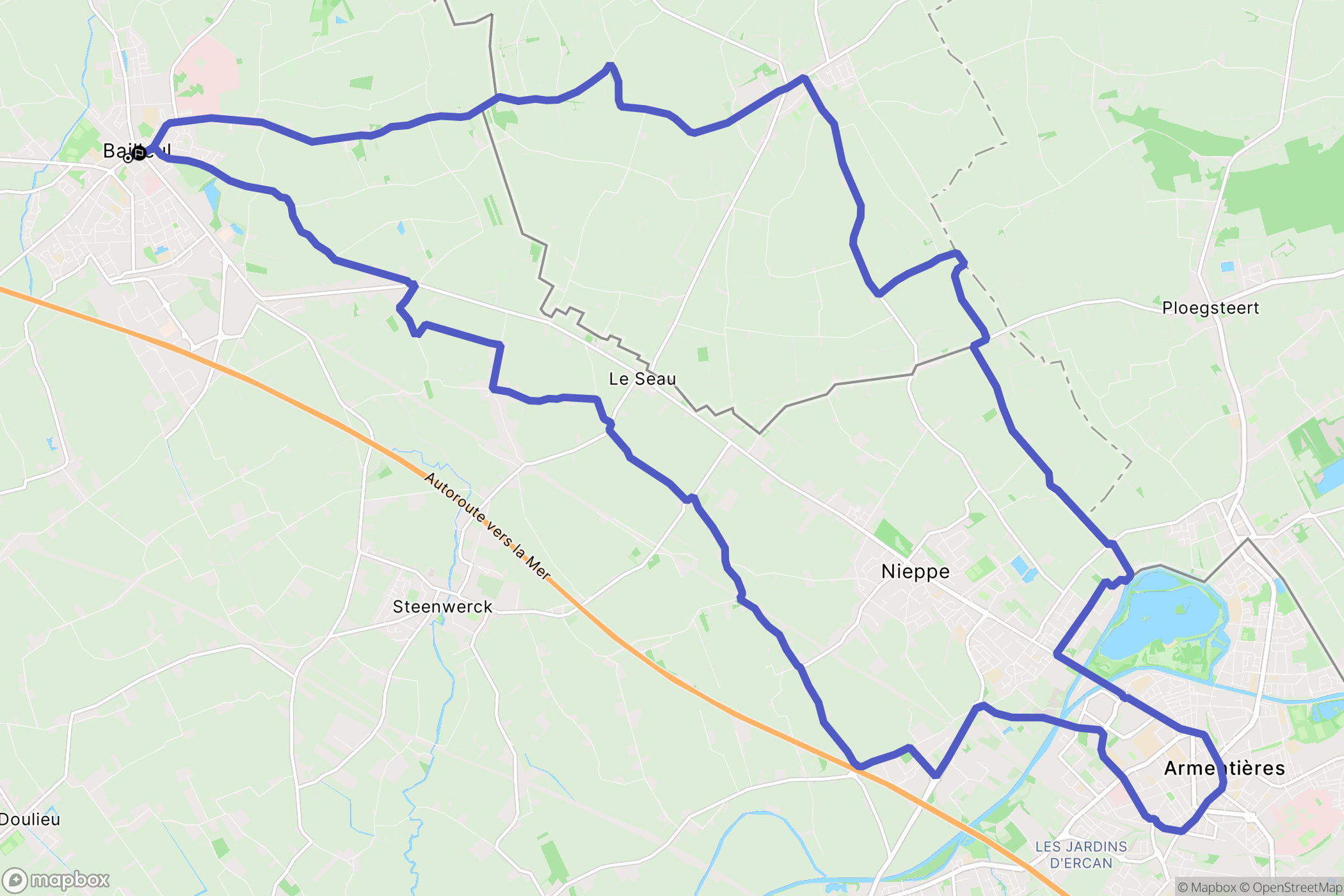 Bailleul : carte du parcours de randonnée - France