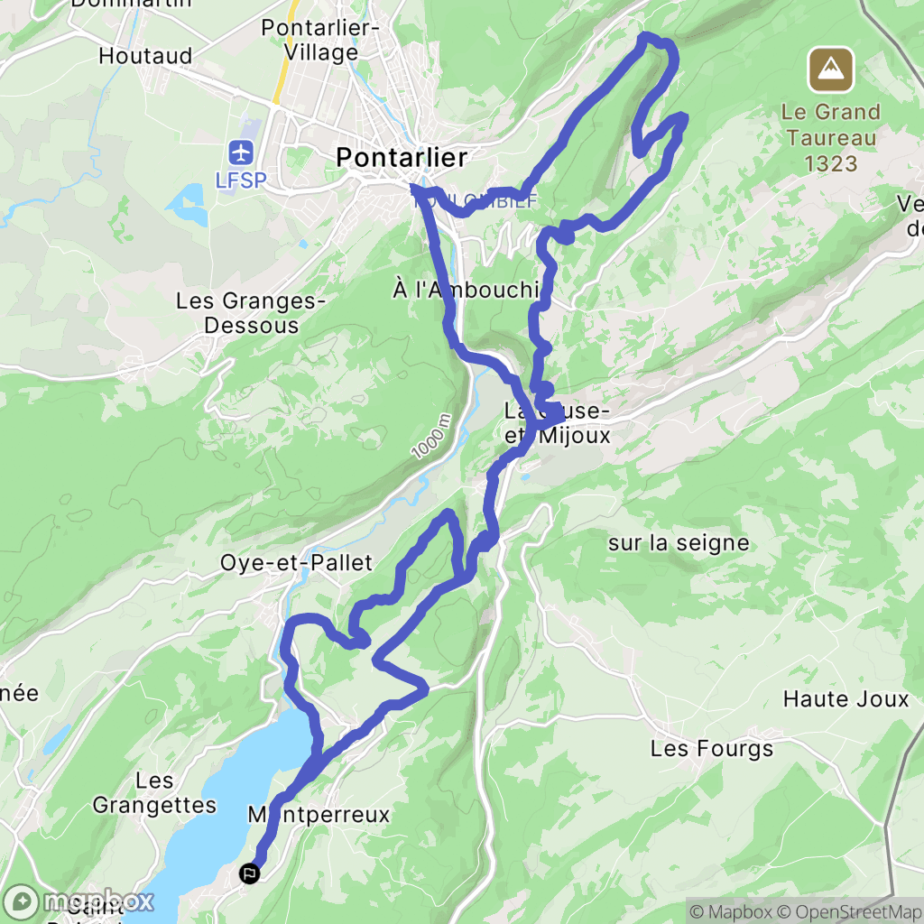 Montperreux : carte du parcours de randonnée - France