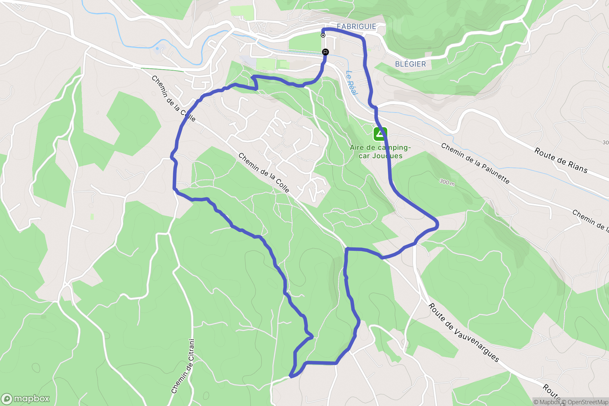 Jouques : carte du parcours de randonnée - France