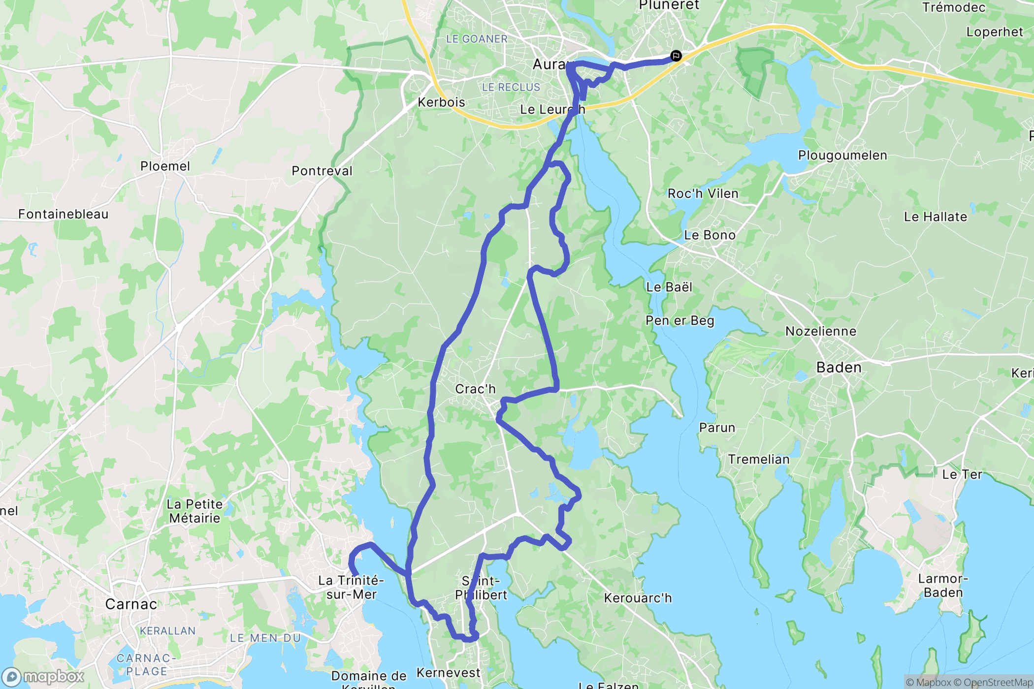 Pluneret : carte du parcours de randonnée - France