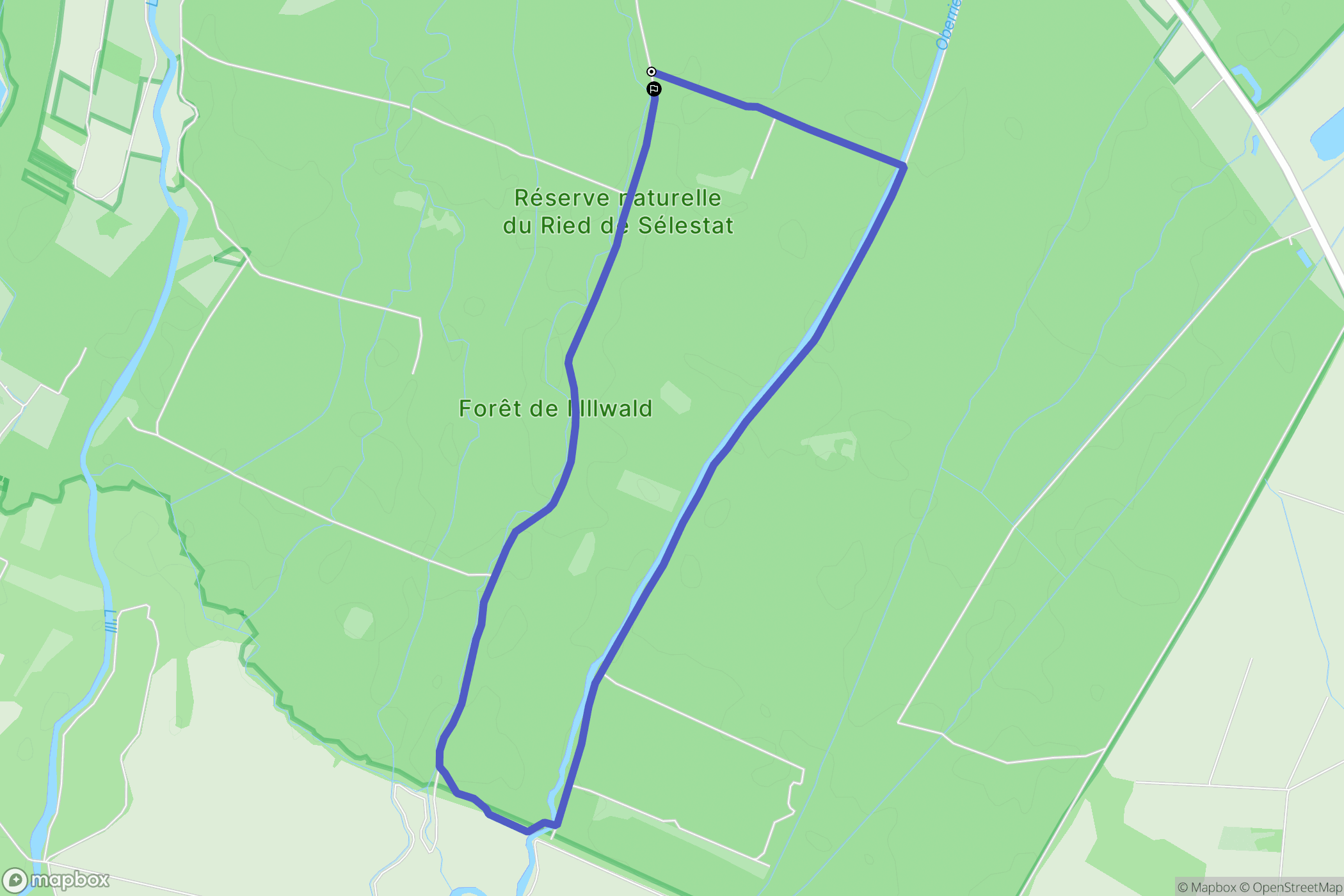 Sélestat : carte du parcours de randonnée - France