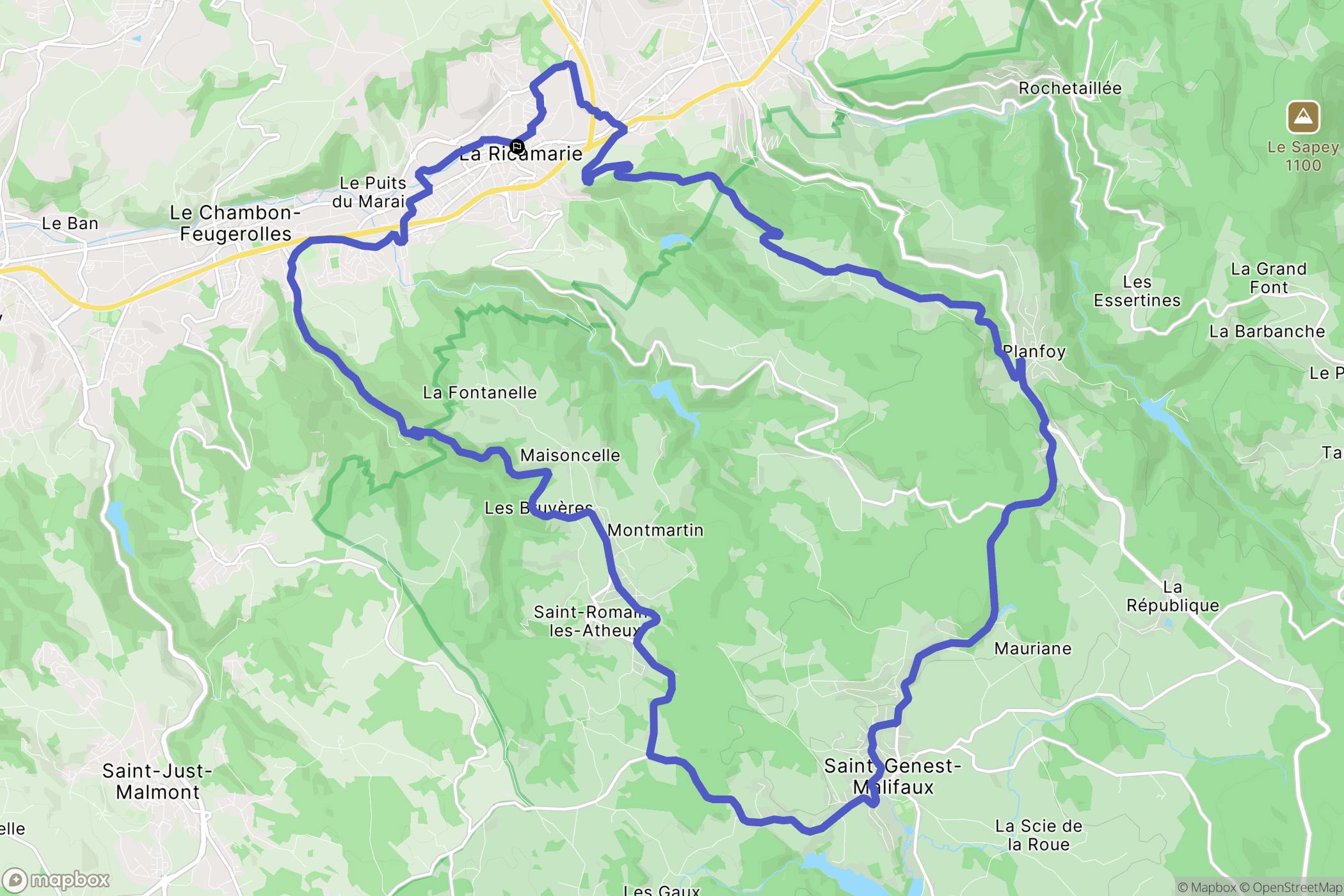 La Ricamarie : carte du parcours de randonnée - France