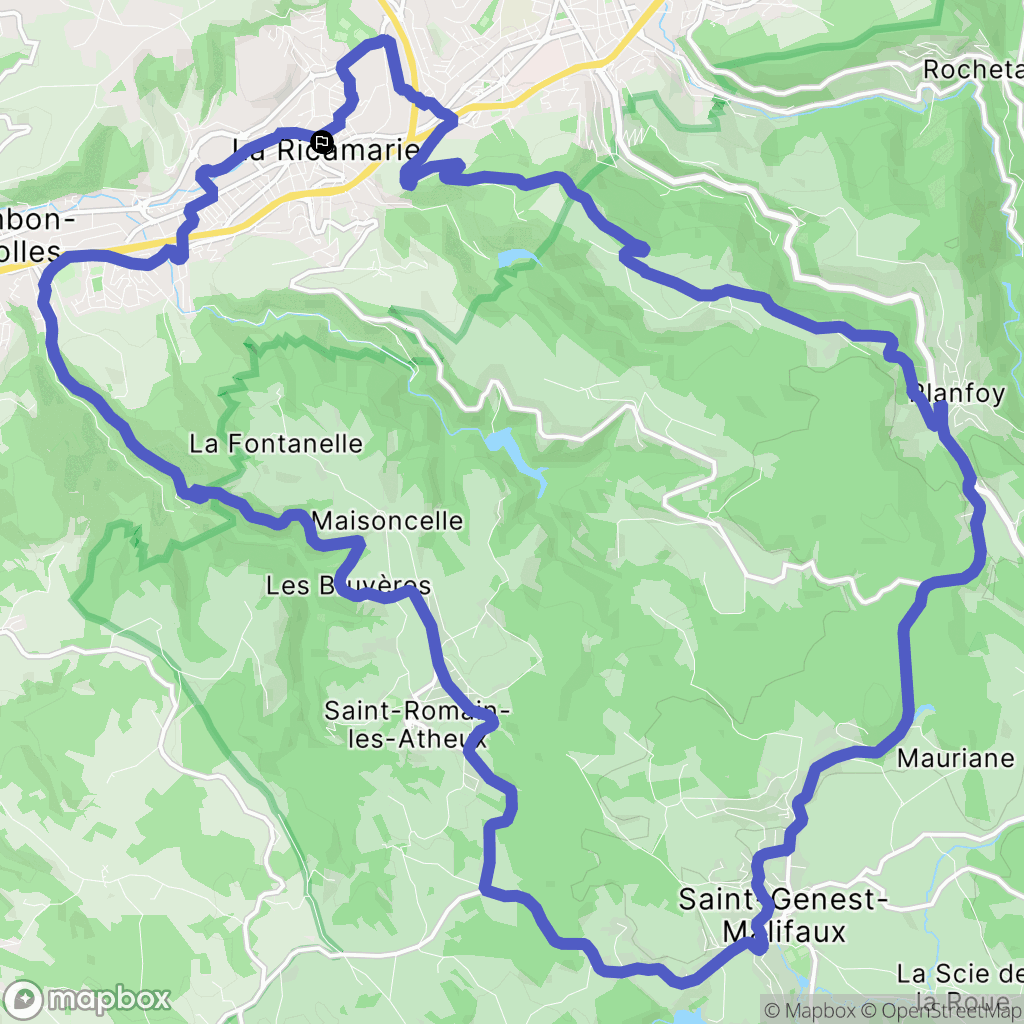 La Ricamarie : carte du parcours de randonnée - France