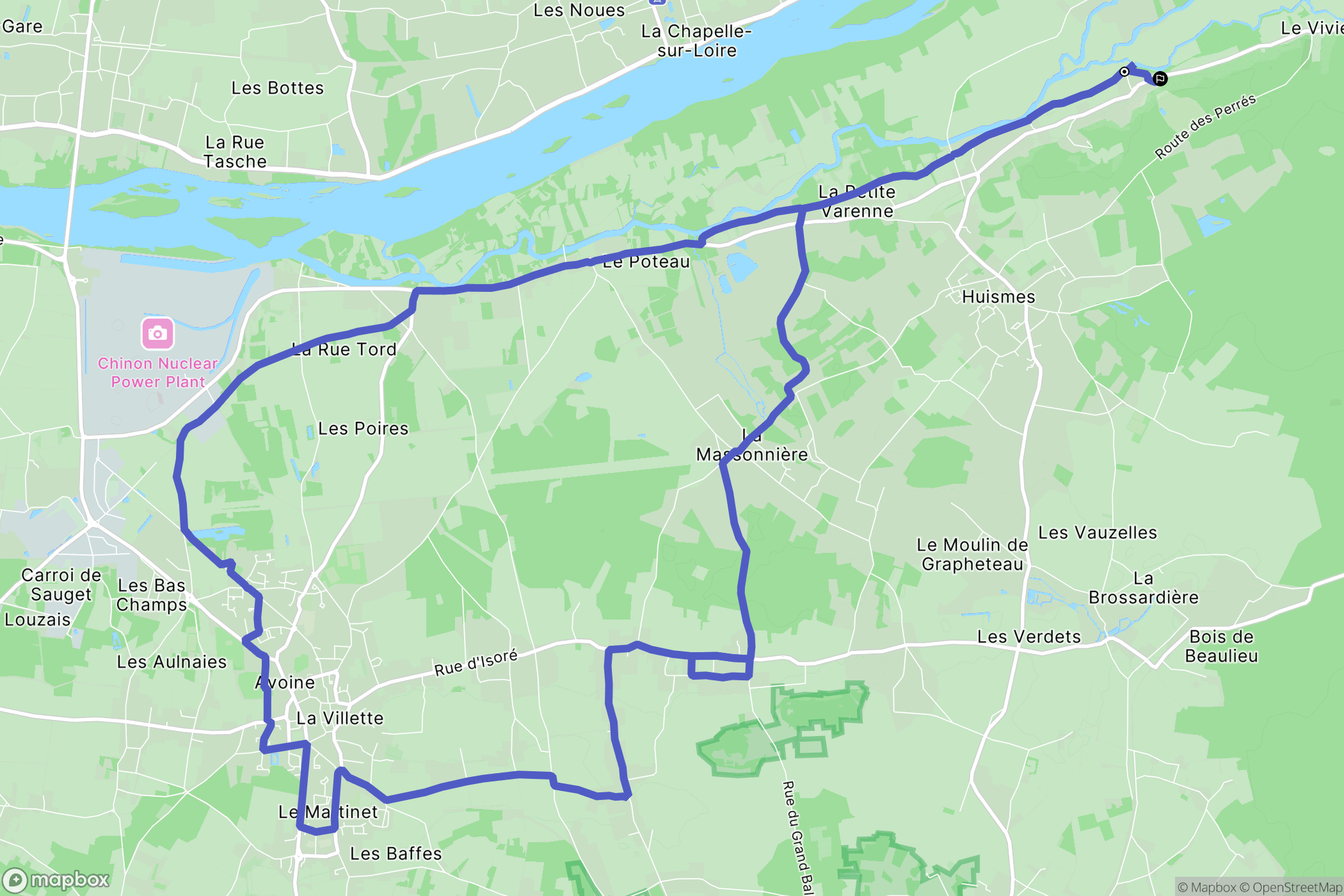 Huismes : carte du parcours de randonnée - France