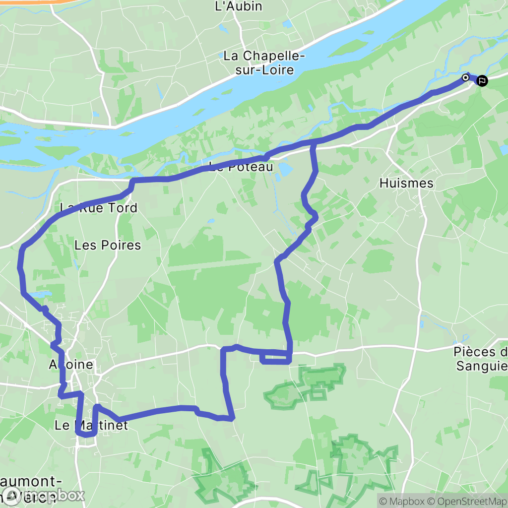 Huismes : carte du parcours de randonnée - France