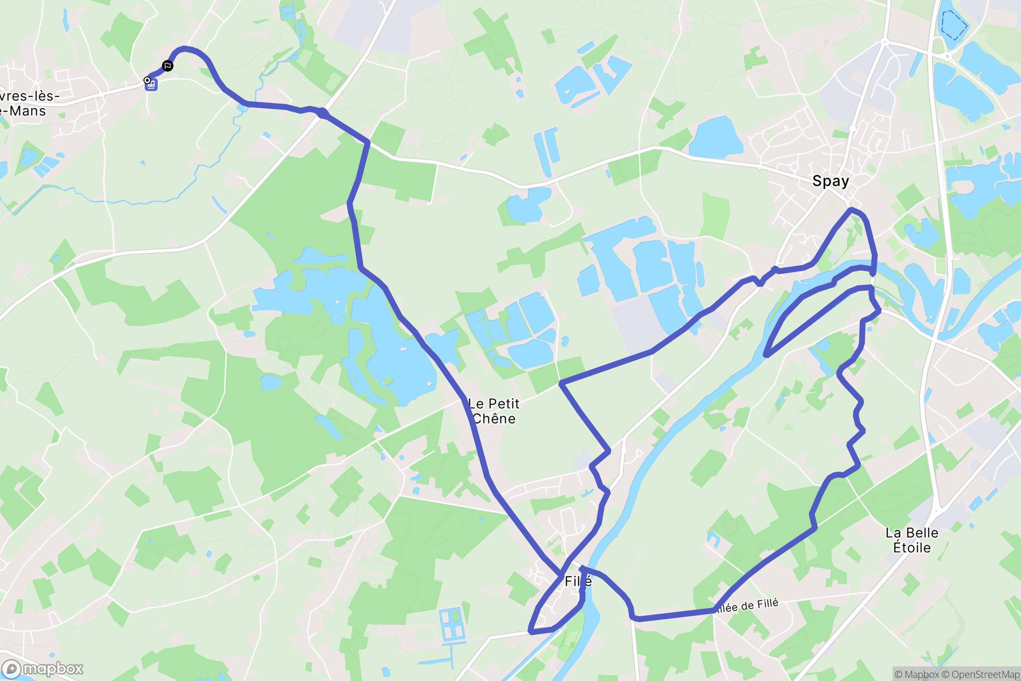 Voivres-lès-le-Mans : carte du parcours de randonnée - France