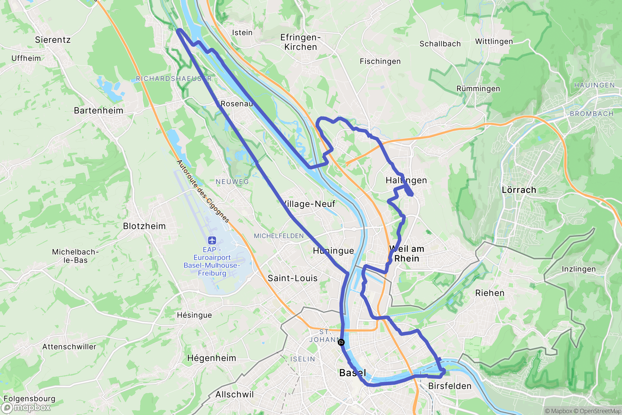 Basel : carte du parcours de randonnée - Switzerland