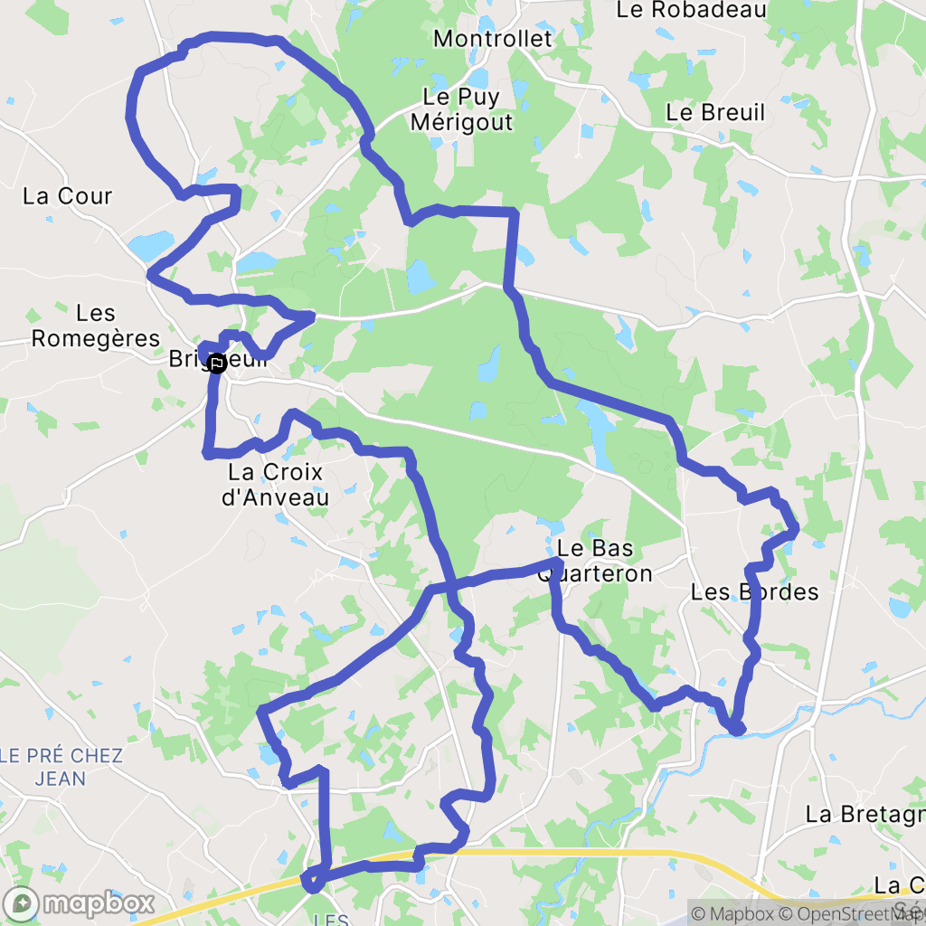Brigueuil : carte du parcours de randonnée - France
