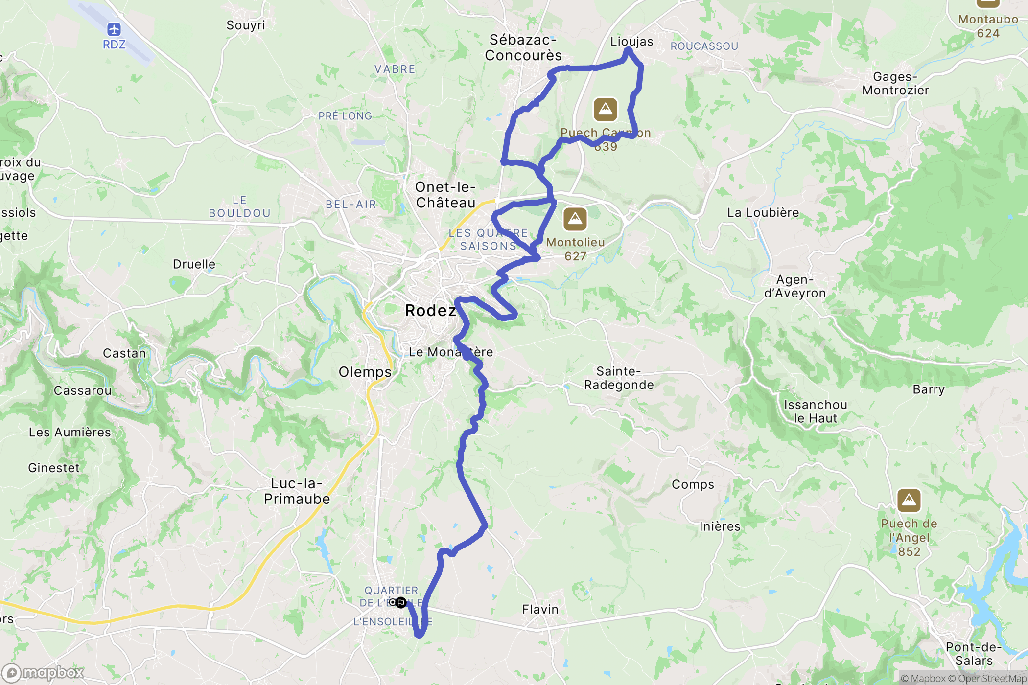 Luc-la-Primaube : carte du parcours de randonnée - France